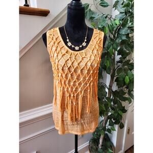 Cato Women's Orange Cotton Round Neck Sleeveless Casual Top Blouse Size Large